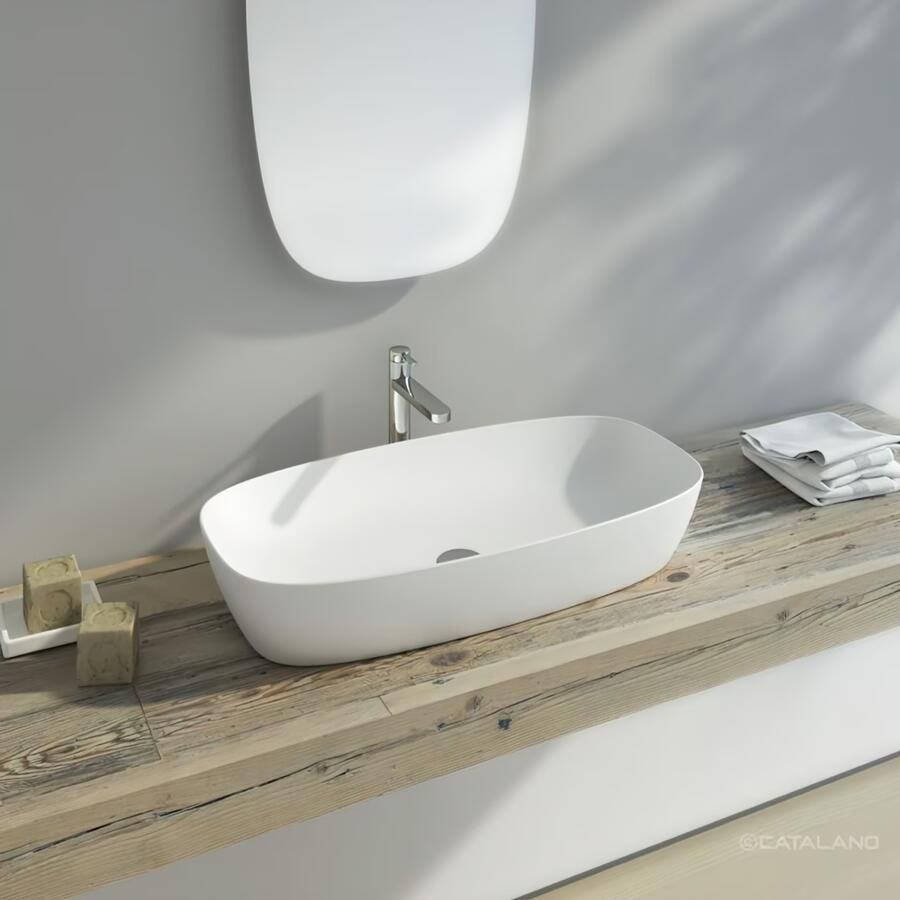 Catalano Green Lux waskom 80x40 cm keramiek | Mat wit - Foto 3