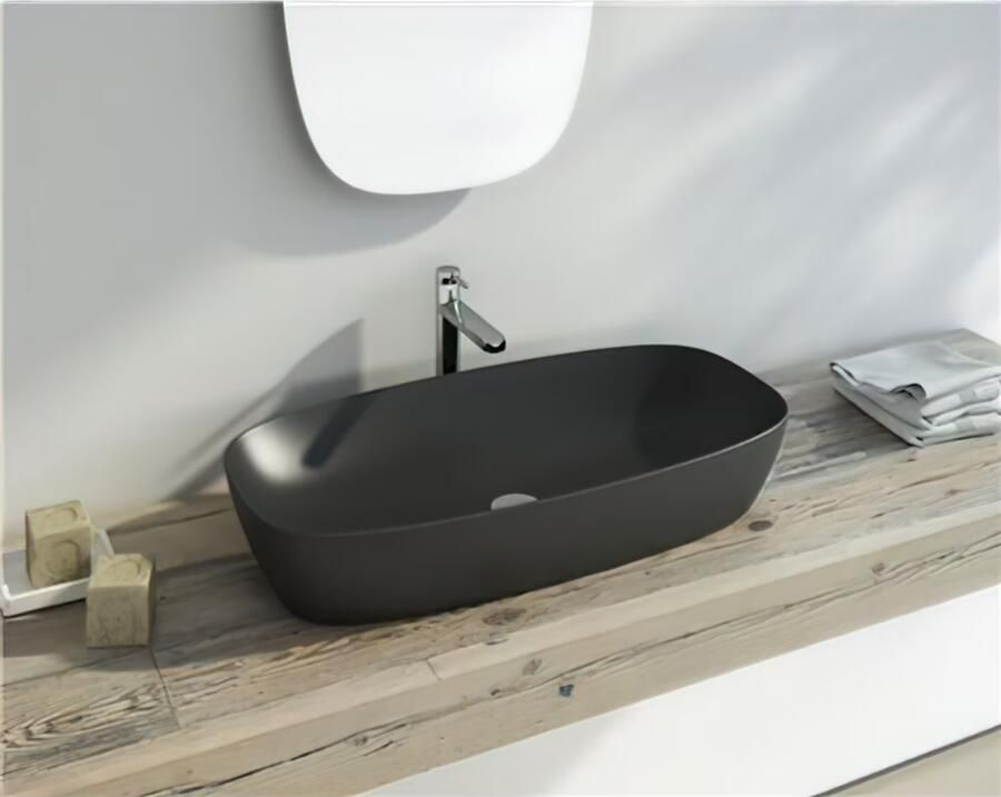 Catalano Green Lux waskom 80x40 cm keramiek mat zwart - Foto 2