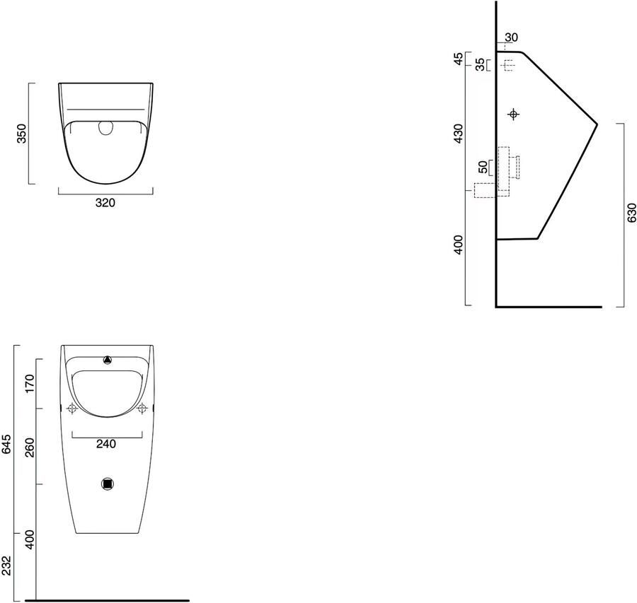 Catalano Urinoir Sfera | 35 cm | Rimless | Niet geschikt voor deksel | Excl.Toiletzitting | Keramiek | Mat zwart