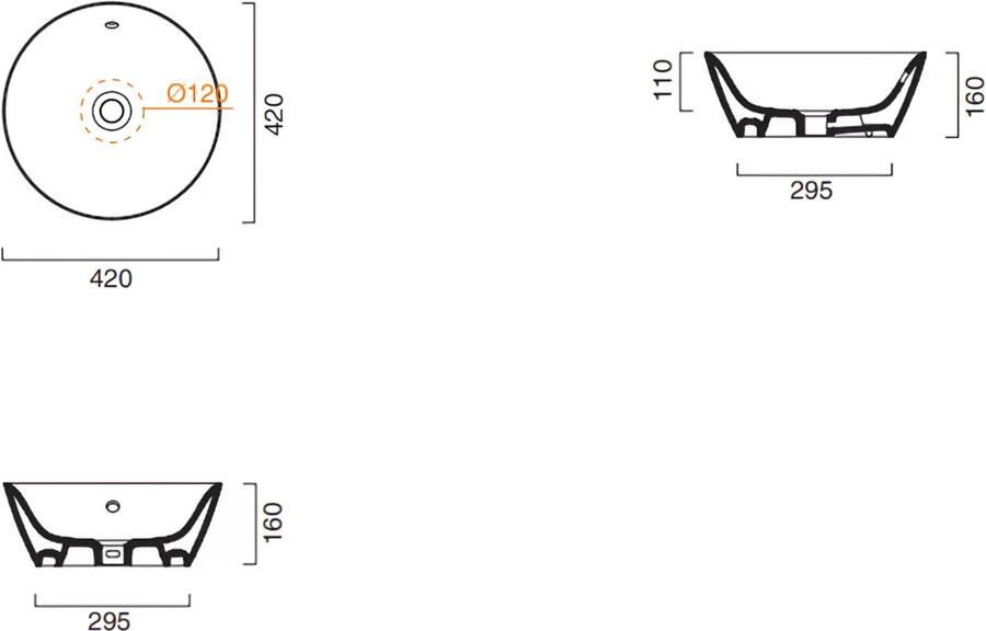Catalano Velis waskom 42 cm keramiek rond goud wit glans