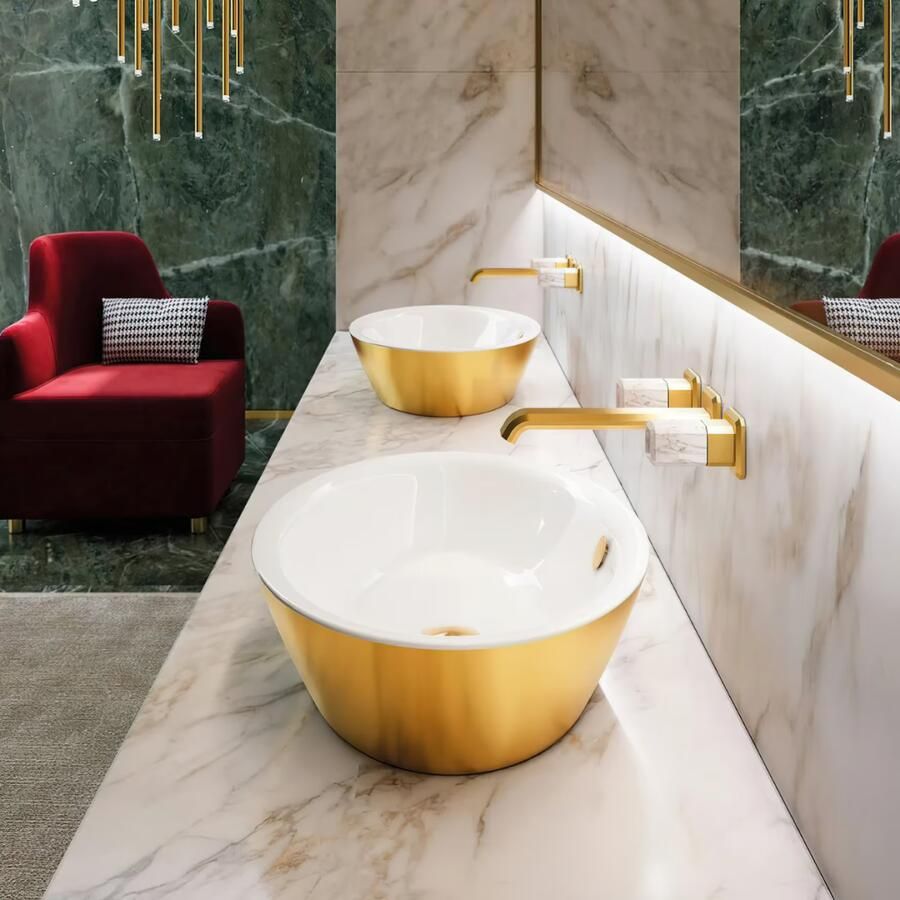 Catalano Velis waskom 60x42 cm keramiek goud wit glans