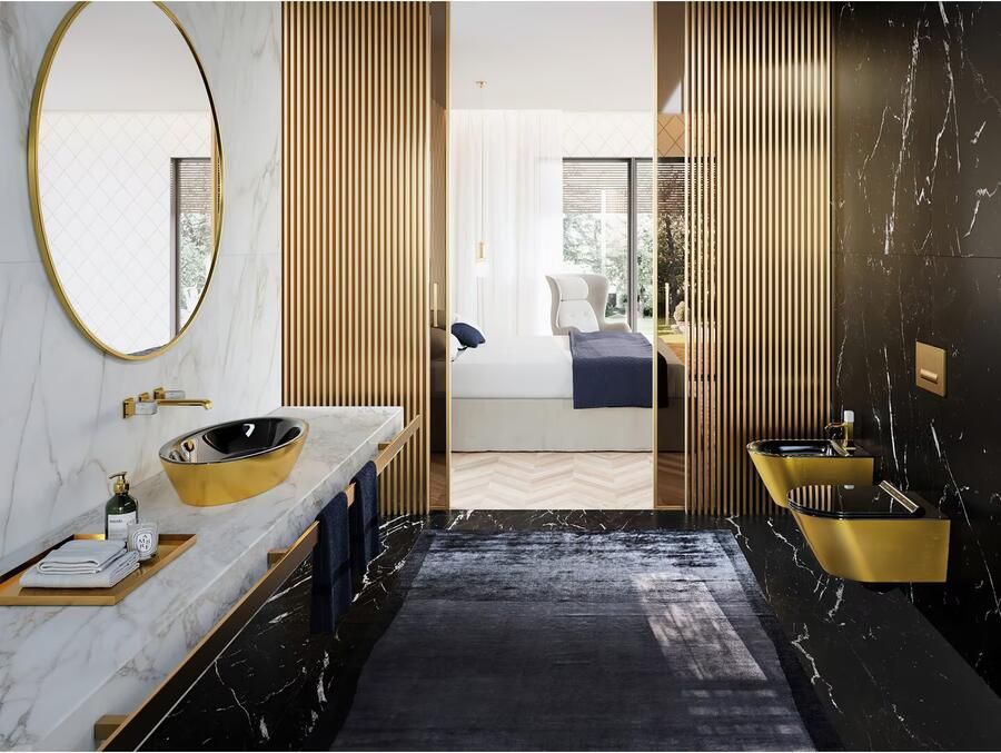 Catalano Velis waskom 70x42 cm keramiek goud zwart - Foto 2