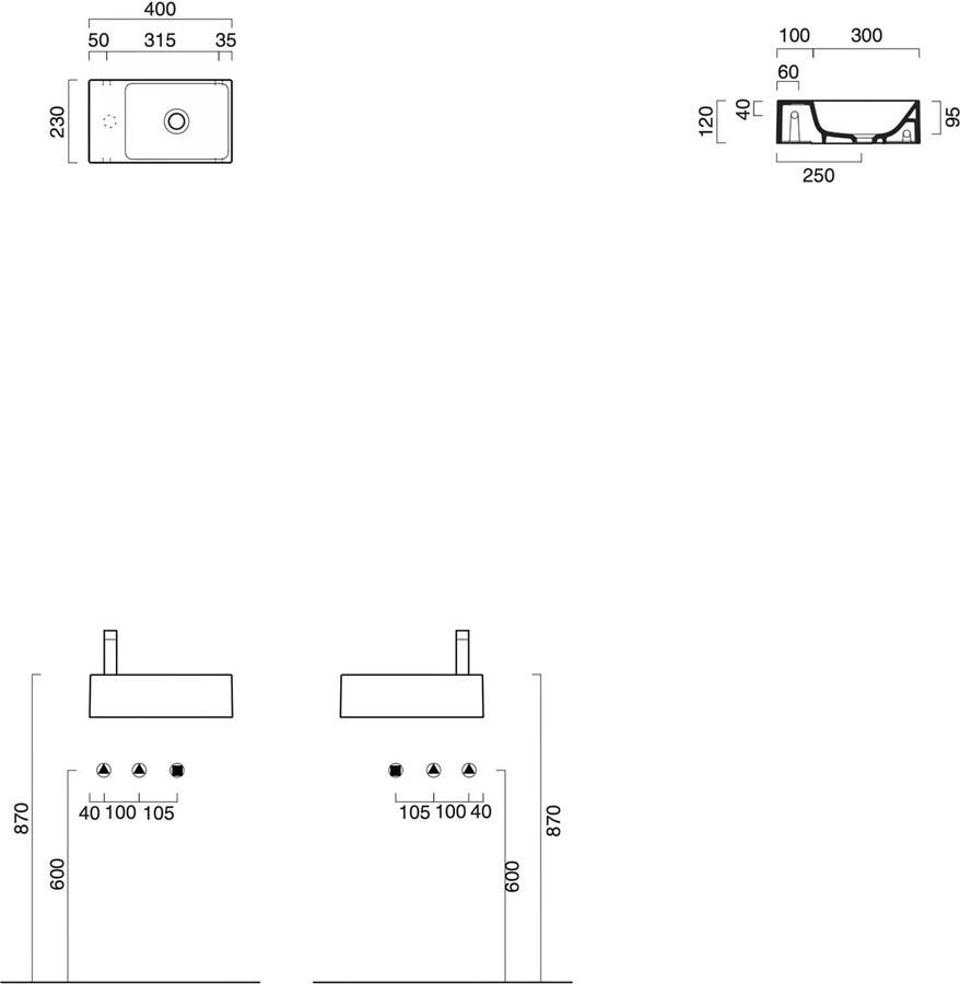 Catalano Verso fontein keramiek 40x23x12 cm omkeerbaar Mat zwart