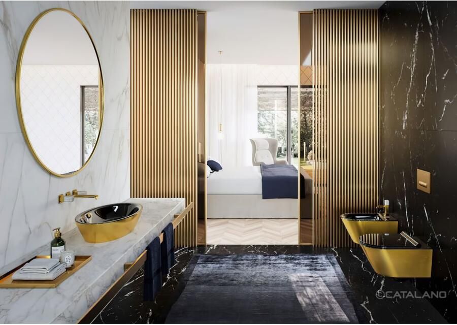 Catalano Wandcloset Zero | 55 cm | Rimless | New Flush | Excl.Toiletzitting | Keramiek | Goud zwart - Foto 3