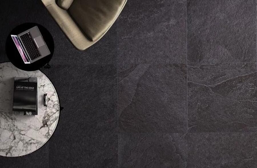 Cerpa Ceramica Cerpa Cerámica Vloer- en wandtegel Ardesia Antraciet 58 5x58 5 cm Gerectificeerd Natuursteen look Mat antraciet SW07310666