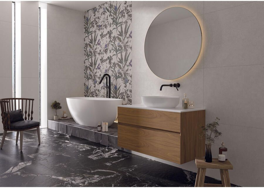 Cifre Cerámica Borneo Wandtegel | 60x120 cm | Gerectificeerd | Betonlook | Mat Wit - Foto 2