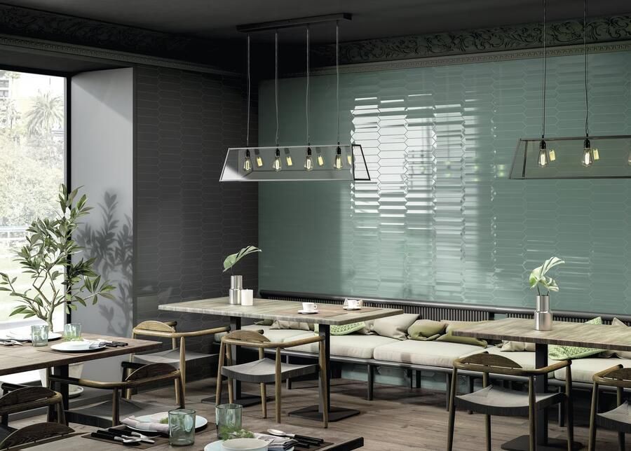 Cifre Ceramica wandtegel 6.5x33.2cm 8mm Zeshoek Antraciet glans SW07311325