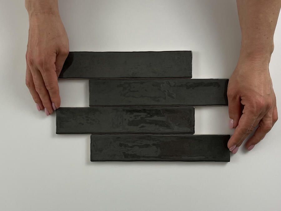 Cifre Cerámica Kalon Wandtegel | 5x25 cm | Vintage | Glans Antraciet