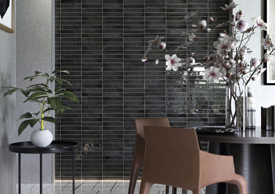 Cifre Cerámica Kalon Wandtegel | 5x25 cm | Vintage | Glans Antraciet - Foto 2