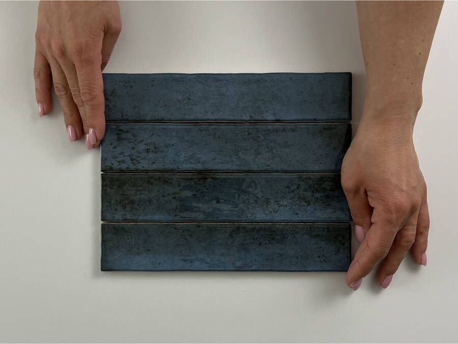 Cifre Cerámica Kalon Wandtegel | 5x25 cm | Vintage | Glans Blauw