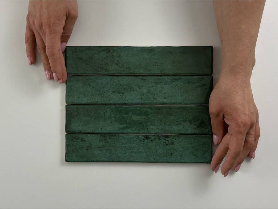Cifre Cerámica Kalon Wandtegel | 5x25 cm | Vintage | Glans Groen