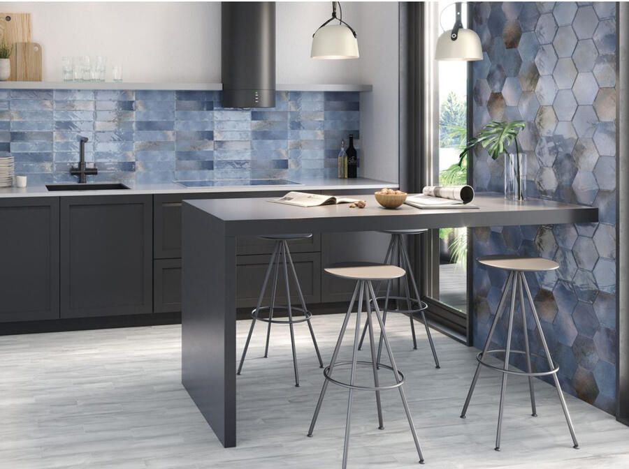 Cifre Cerámica Moon Wandtegel | 16x18 cm | Vintage | Glans Blauw