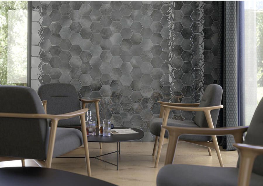 Cifre Cerámica Moon Wandtegel | 16x18 cm | Vintage | Glans Grijs