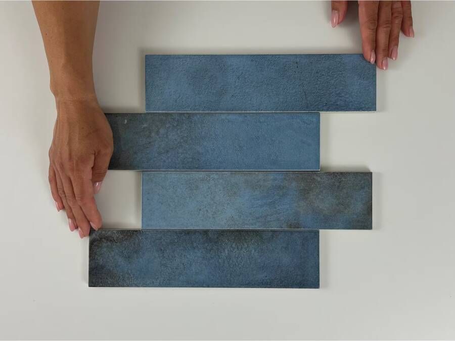 Cifre Cerámica Moon Wandtegel | 7.5x30 cm | Vintage | Glans Blauw