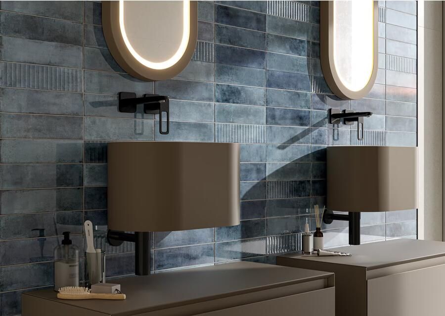 Cifre Cerámica Mussa Wandtegel | 7.5x30 cm | Vintage | Glans Blauw