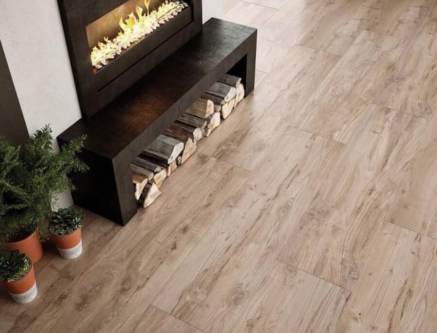 Cifre Ceramica Nebraska wand- en vloertegel 30x120cm 10.5mm Rechthoek gerectificeerd Houtlook Beige mat SW07310950-1
