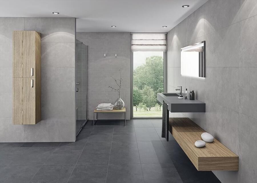 Fap Ceramiche Cifre Ceramica wand- en vloertegel 60x60cm 9mm Vierkant gerectificeerd Betonlook Antraciet mat SW07310450-1 - Foto 3