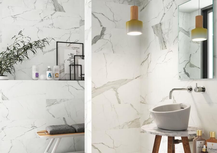 Cifre Ceramica Statuario wand- en vloertegel 30x60cm 9mm Rechthoek gerectificeerd Marmerlook Wit zwart mat SW07310846 - Foto 3