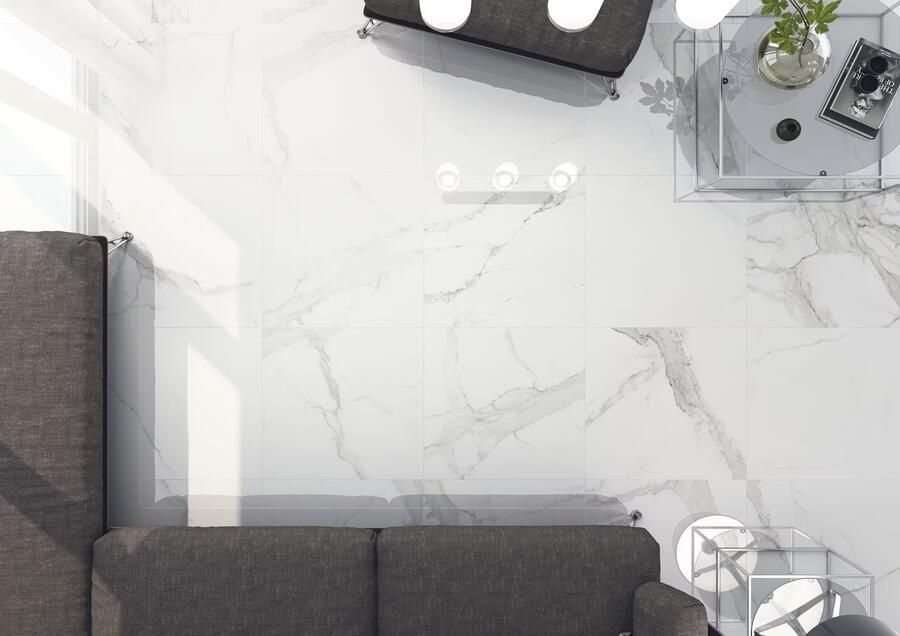 Cifre Ceramica Statuario wand- en vloertegel 60x60cm 9mm Vierkant gerectificeerd Marmerlook Wit zwart glans SW07310845-1