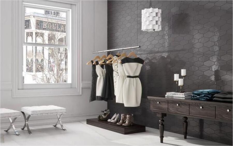 Cifre Cerámica Viena Wandtegel | 10x20 cm | Vintage | Glans Antraciet - Foto 2