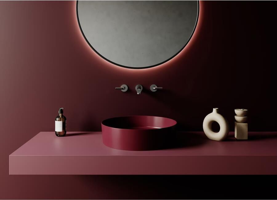 Creavit Loop waskom | 45 cm | keramiek | rond | Berry mat - Foto 2