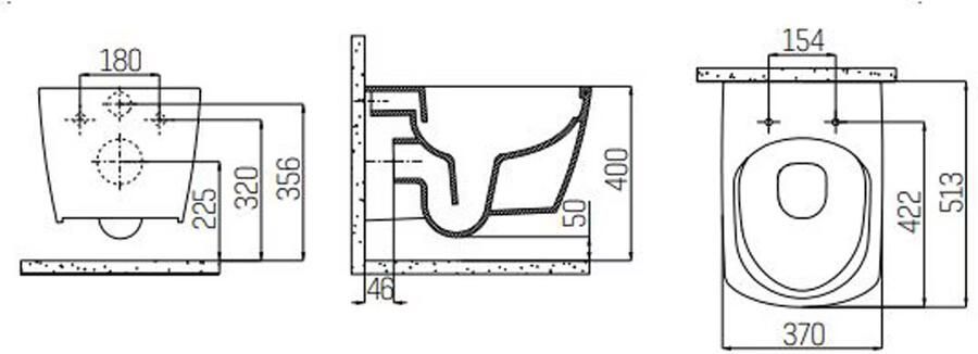 Creavit Wandcloset Elegant | Rimless | Excl.Toiletzitting | Keramiek | Wit