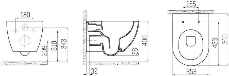 Creavit Wandcloset Freedom | Rimless | Met bidet | Excl.Toiletzitting | Keramiek | Basalt mat