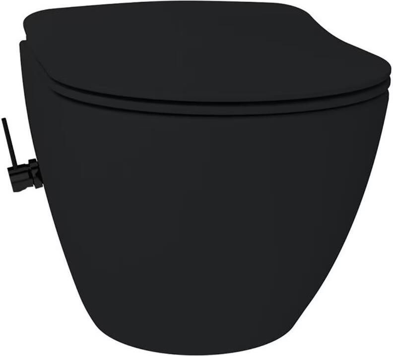 Creavit Wandcloset Freedom | Rimless | Met bidet | Warm koud water | Excl.Toiletzitting | Keramiek | Zwart mat - Foto 2