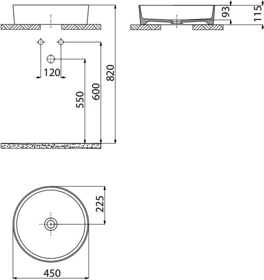 Creavit Waskom Loop | 45 cm | Keramiek | Vrijstaand | Rond | Antraciet mat