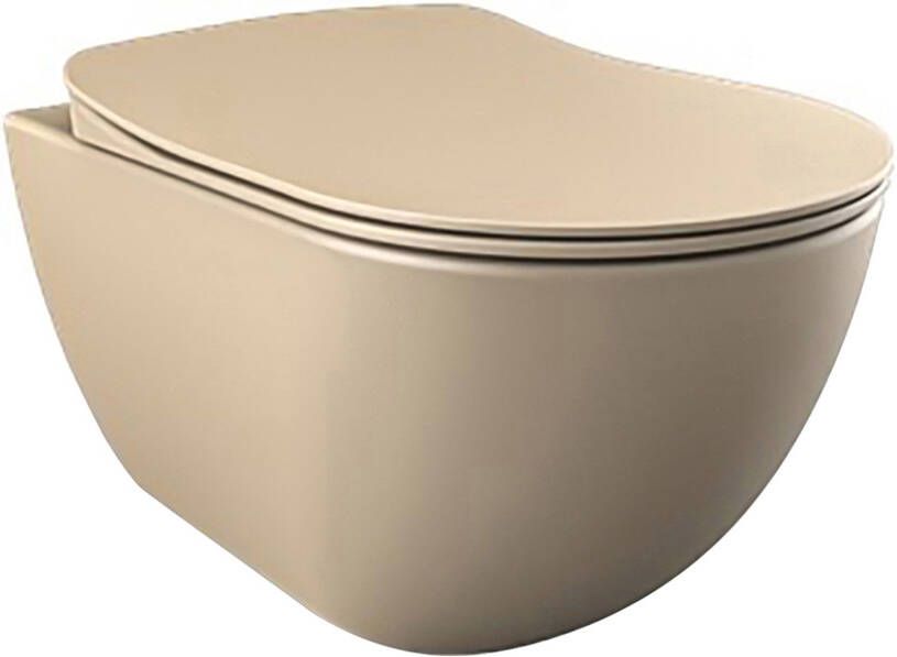 Creavit Wandcloset Freedom | Met spoelrand | Met bidet | Excl.Toiletzitting | Keramiek | Cappucino mat - Foto 3