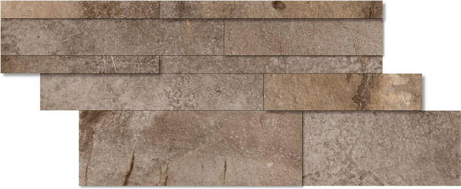 Del Conca Climb HCL9 Noce Tredi steenstrips natuursteen look 30x60 cm bruin mat