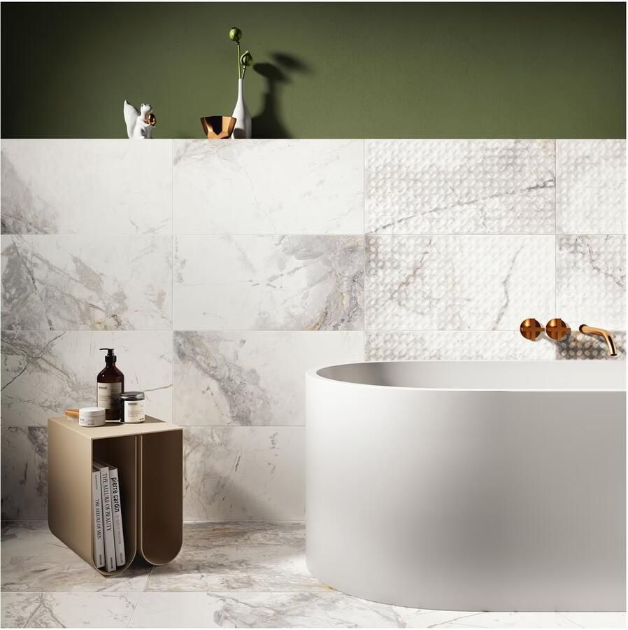 Edimax Astor Golden Age Vloer- en wandtegel | 60x60 cm | Gerectificeerd | Marmerlook | Mat Wit - Foto 3