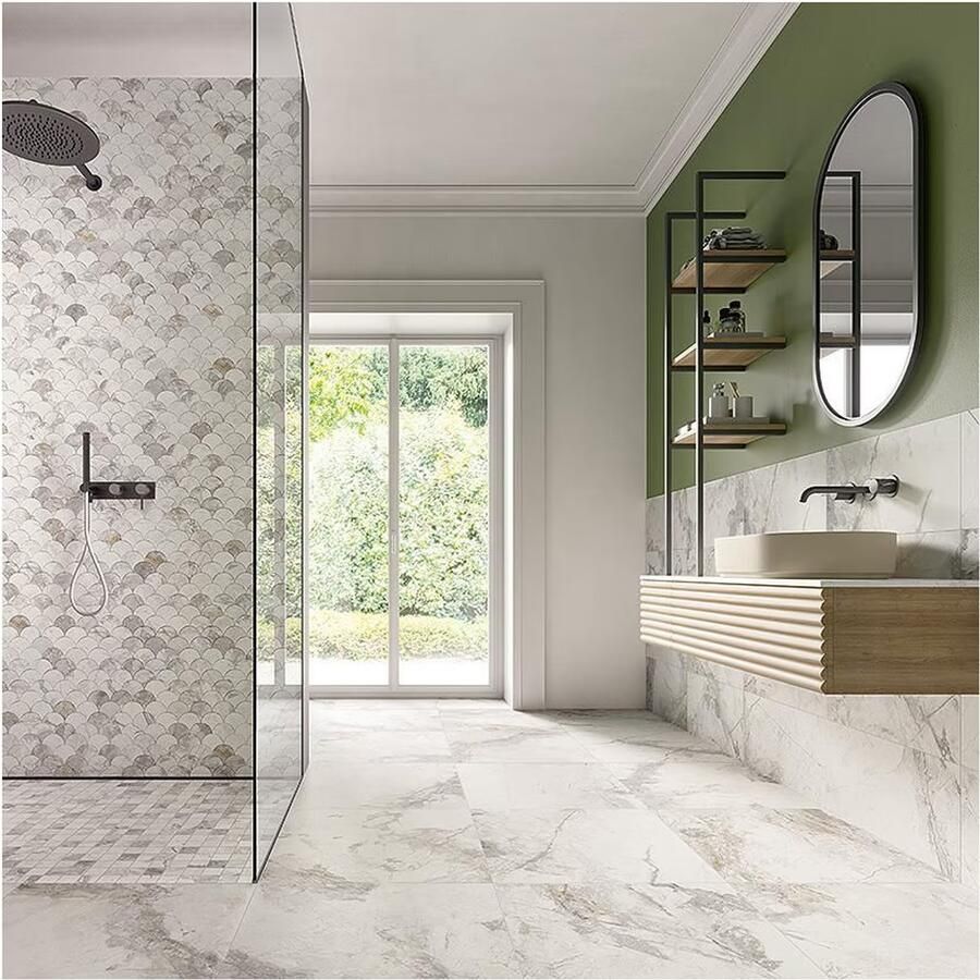 Edimax Astor Golden Age Wandtegel | 30x30 cm | Marmerlook | Mat Wit