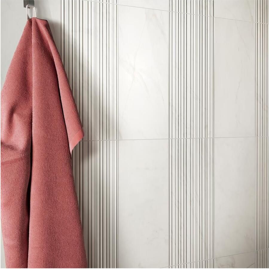 Edimax Astor Velvet Vloer- en wandtegel | 30x60 cm | Gerectificeerd | Marmerlook | Mat Wit