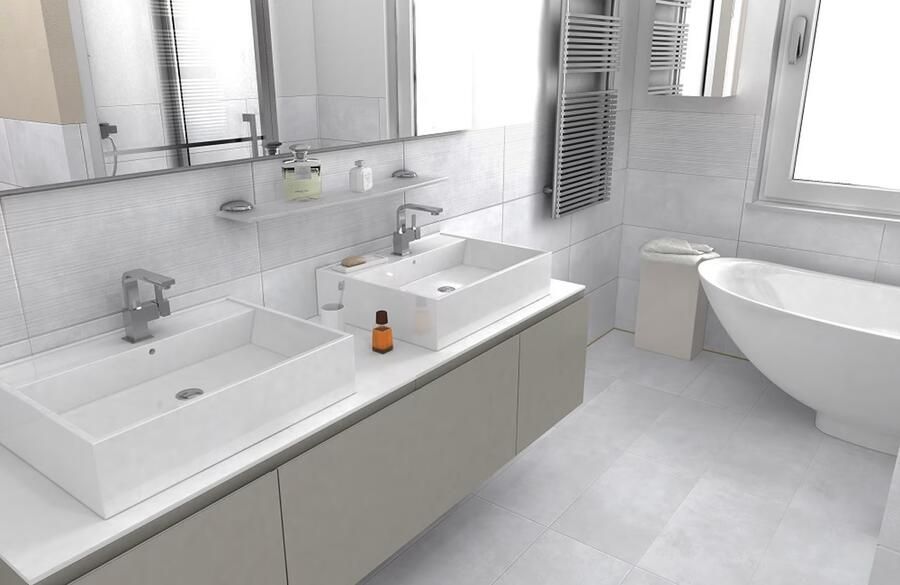 EnergieKer wand- en vloertegel 30x60cm 9mm Rechthoek gerectificeerd Betonlook Wit mat SW07310616-1 - Foto 2