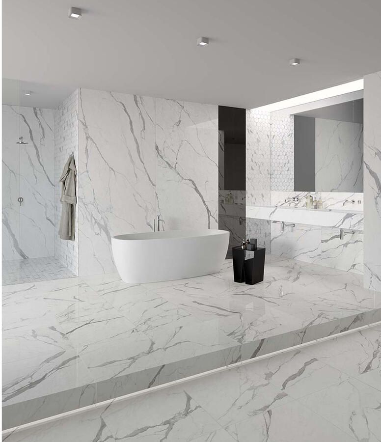 EnergieKer Statuario Superiore Wandtegel | 120x270 cm | Gerectificeerd | Marmerlook | Mat Wit