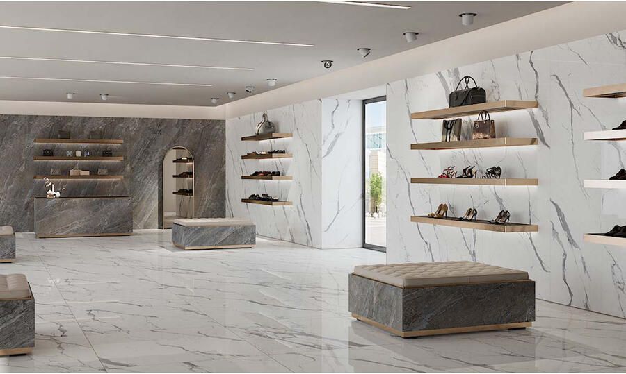 EnergieKer Statuario Superiore Vloer- en wandtegel | 60x60 cm | Gerectificeerd | Marmerlook | Mat Wit - Foto 3