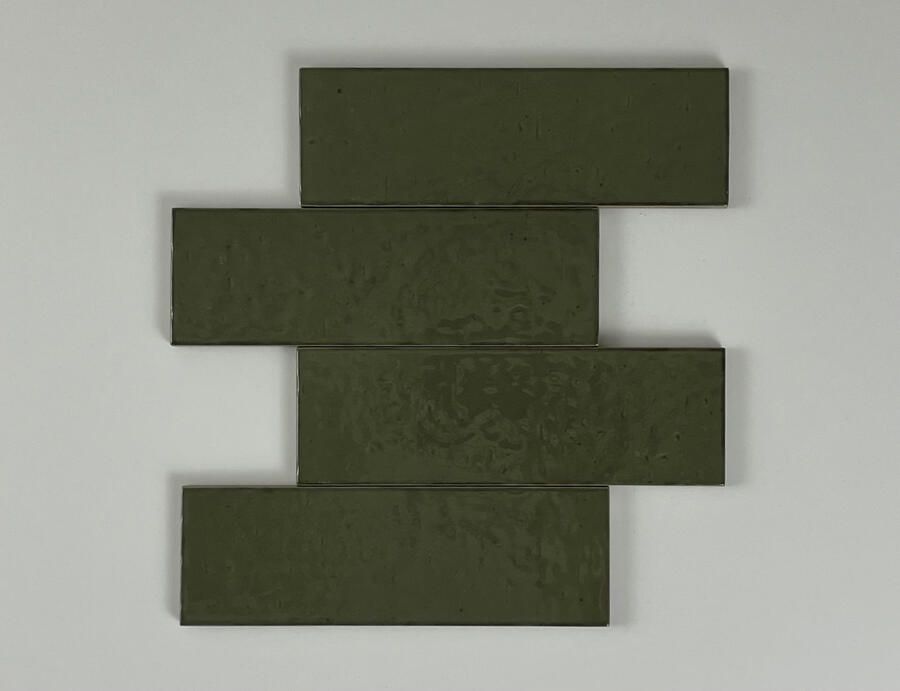 Equipe Cerámicas Kalma Wandtegel | 6x18.6 cm | Vintage | Glans Groen