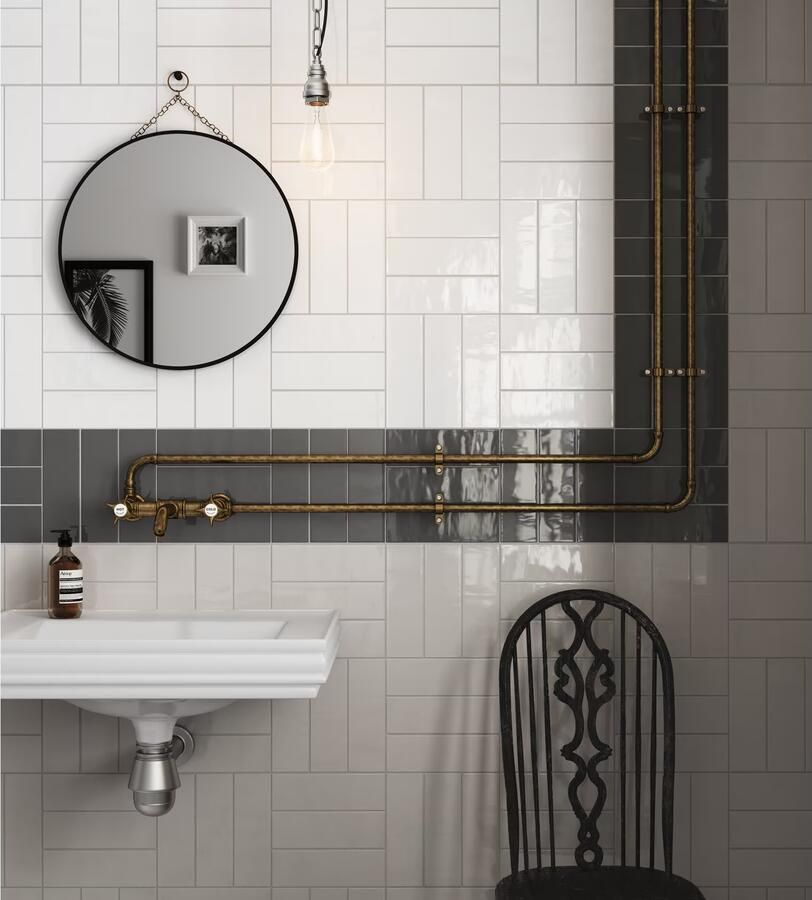 Equipe Cerámicas Premium Countri Wandtegel | 65x200 cm | Vintage | Glans Donker grijs