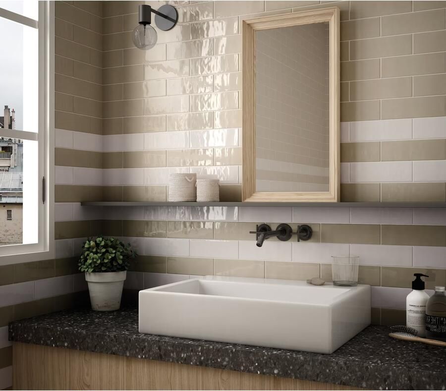 Equipe Cerámicas Premium Countri Wandtegel | 65x200 cm | Vintage | Glans Licht bruin