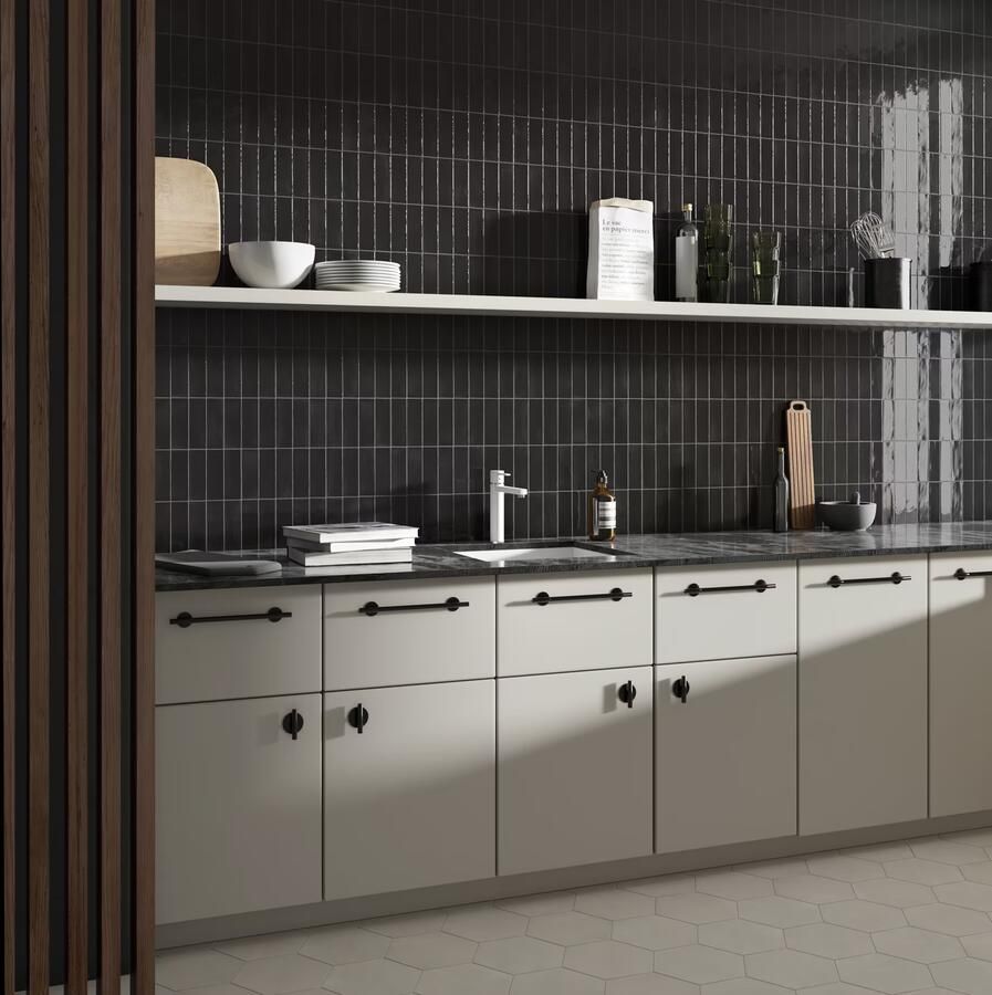 Equipe Cerámicas Premium Koko Wandtegel | 50x150 cm | Vintage | Glans Zwart