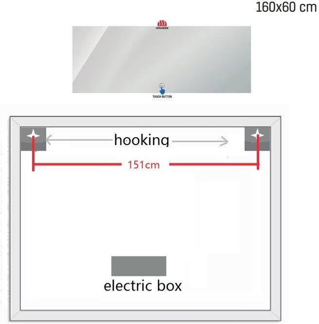 Aloni Badkamerspiegel Queen | 160x60 cm | Rechthoekig | Indirecte LED verlichting | Touch button | Met spiegelverwarming