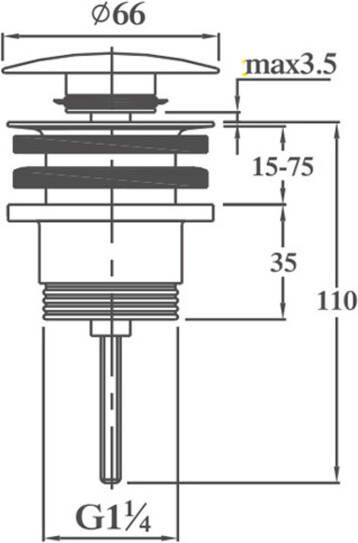 Aloni Afvoerplug 5 4" | Click waste | Messing | Rond | Chroom