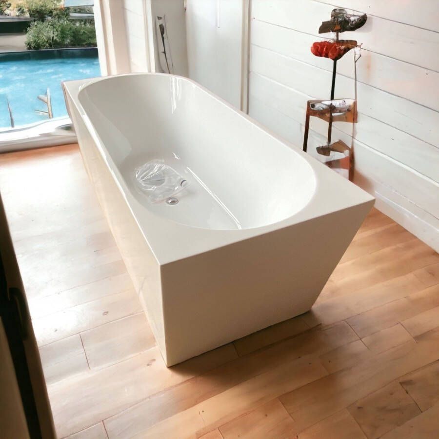 Aloni Half-vrijstaand bad | 180x80 cm | Acryl | Links | Ovaal | Wit glans