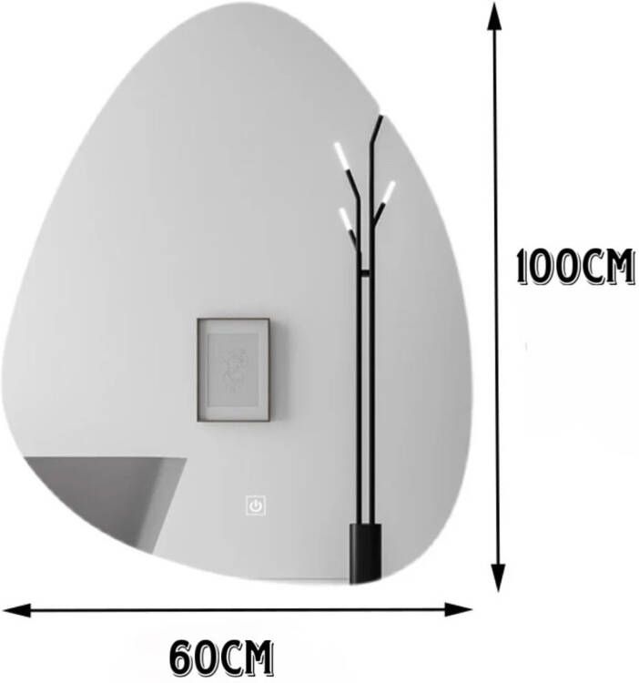 Aloni Badkamerspiegel Uovo | 100x60 cm | Organisch | Indirecte LED verlichting | Touch button