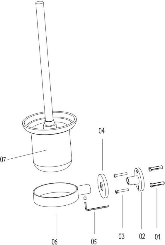 Aloni Creavit toiletborstel met wandhouder geborsteld koper