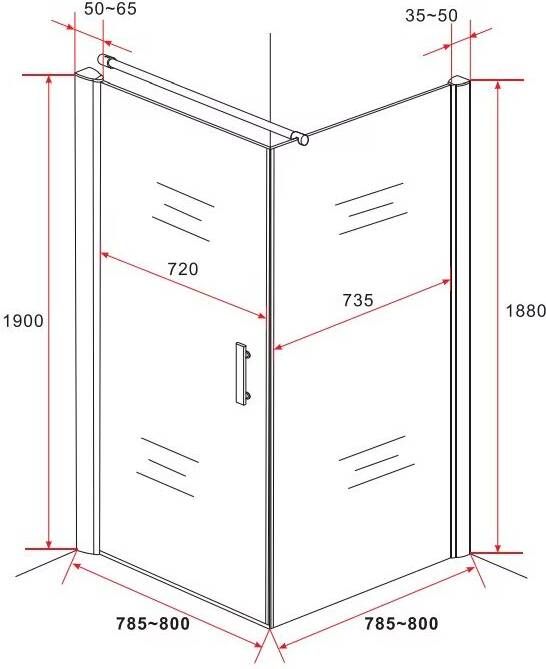 Aloni Douchecabine 80x80x190 cm | 1 Draaideur | Helder glas | Chroom