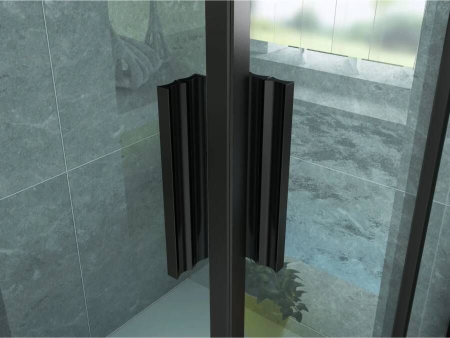 Aloni Douchecabine 80x80x195 cm | 2 Schuifdeuren | Helder glas | Mat zwart