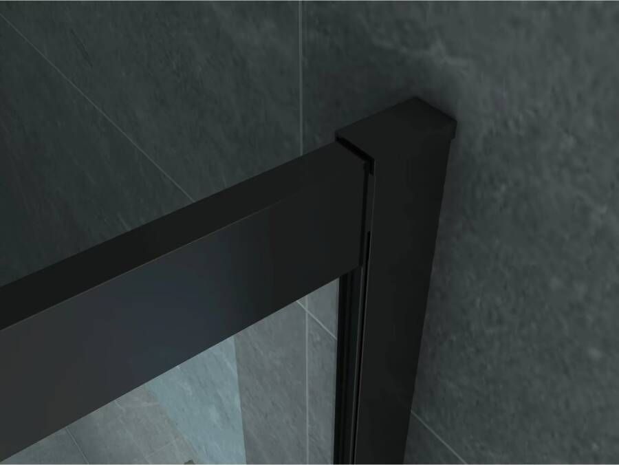 Aloni Douchecabine 80x80x195 cm | 2 Schuifdeuren | Helder glas | Mat zwart