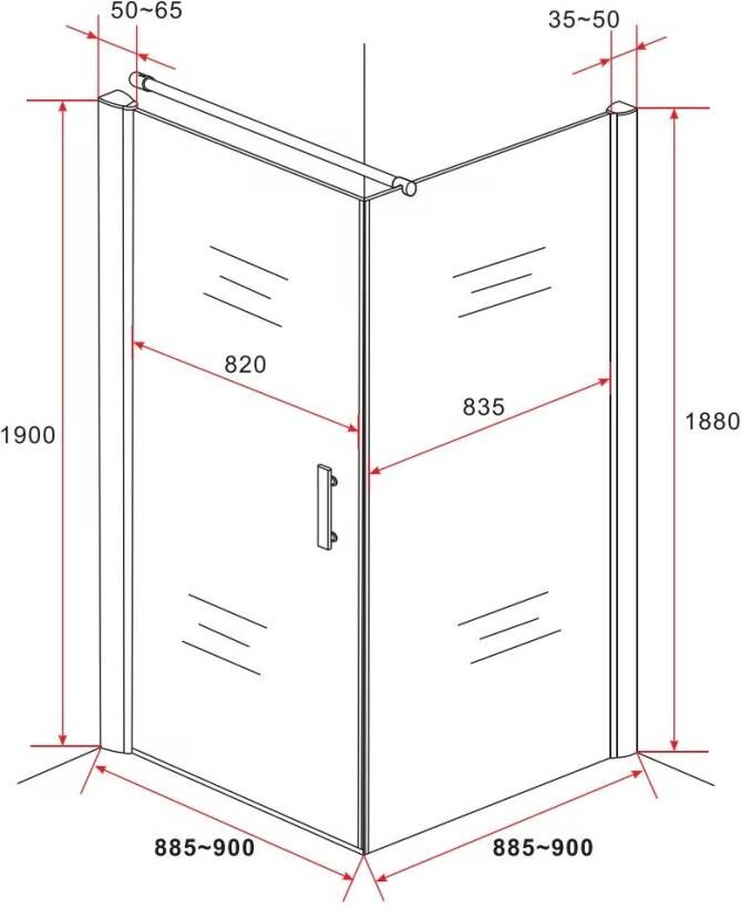 Aloni Douchecabine 90x90x190 cm | 1 Draaideur | Helder glas | Chroom